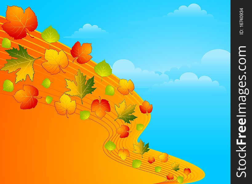 Background with autumnal leaves for a design. Background with autumnal leaves for a design