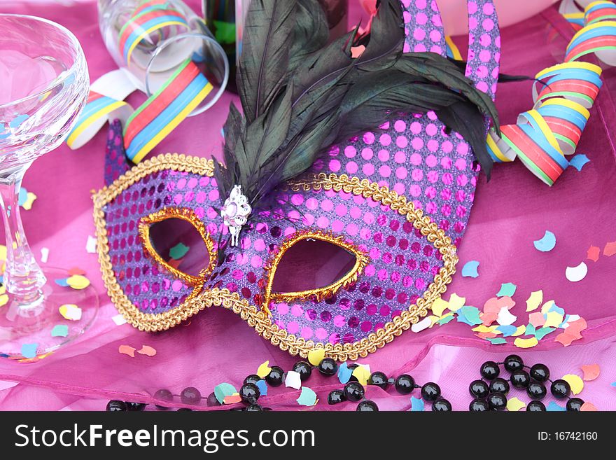 Pink party and carnival mask. Pink party and carnival mask