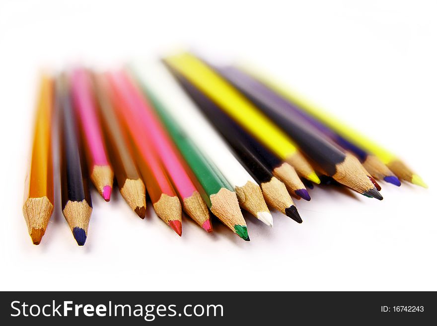 Colored pencils isolated on white background. Colored pencils isolated on white background