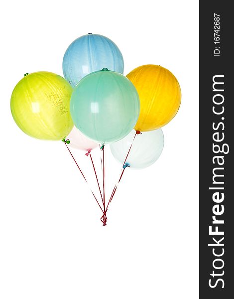 Bunch of balloons against white background