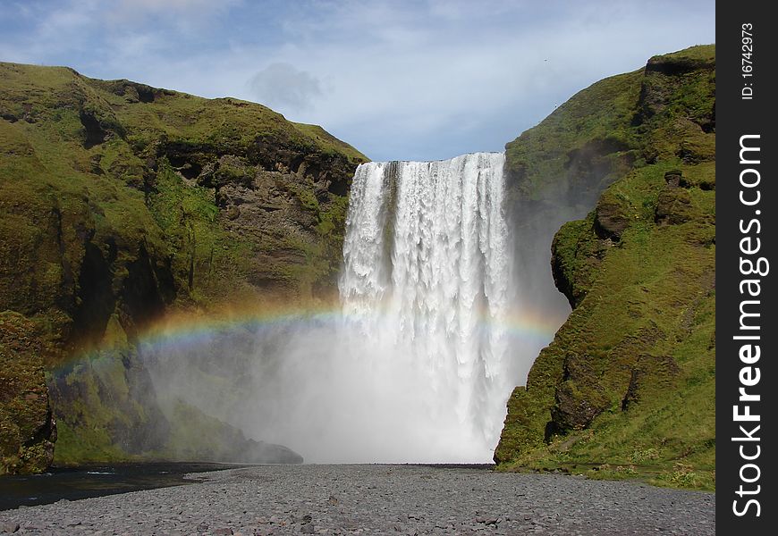 A beautiful natural waterfall in Iceland. A beautiful natural waterfall in Iceland