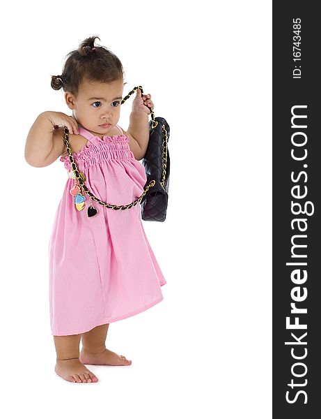 Cute Little Girl With Purse