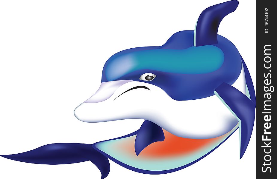 Illustration of blue dolphin marine life