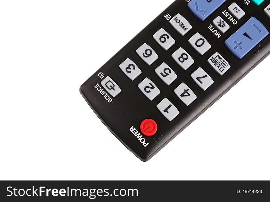 Remote control panel on isolated white background