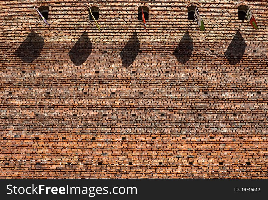 The fragment of battlements of medieval castle in Leczyca, Poland. The fragment of battlements of medieval castle in Leczyca, Poland