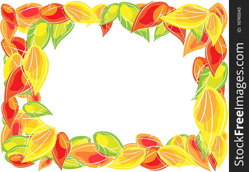 Vector frame with multi colored leaves. Vector frame with multi colored leaves