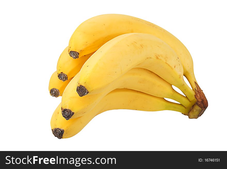 Cluster of ripe bananas on the isolated background. Cluster of ripe bananas on the isolated background