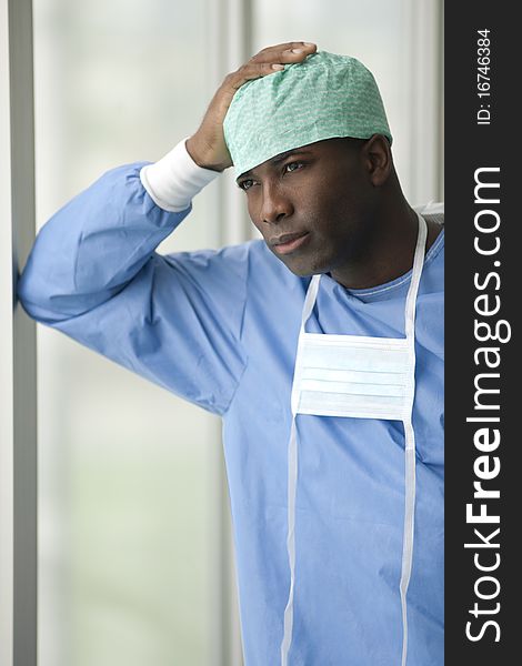 Portrait of a worried male surgeon