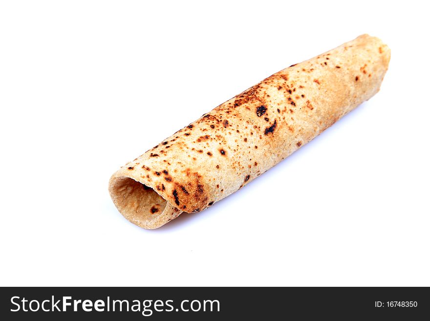 Wheat and flour chapati isolated on white background. Wheat and flour chapati isolated on white background.