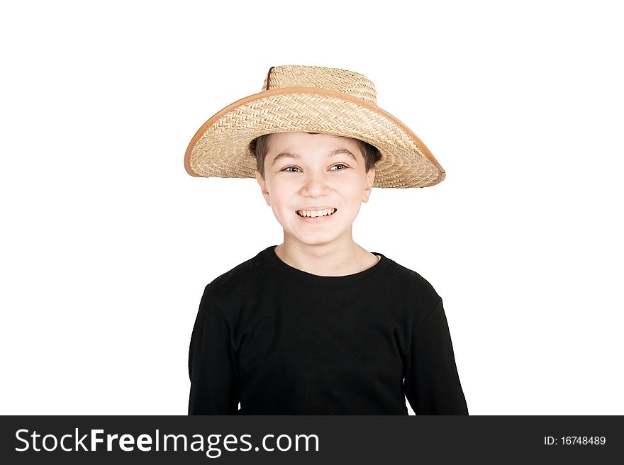 Portrait of a smiling boy isolated on white background