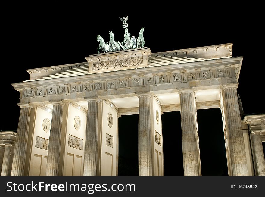 Brandenburger Tor in Berlin, Germany by night.