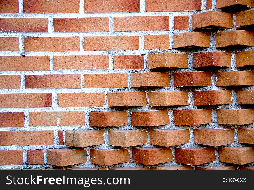 Outer wall of red brick. Outer wall of red brick