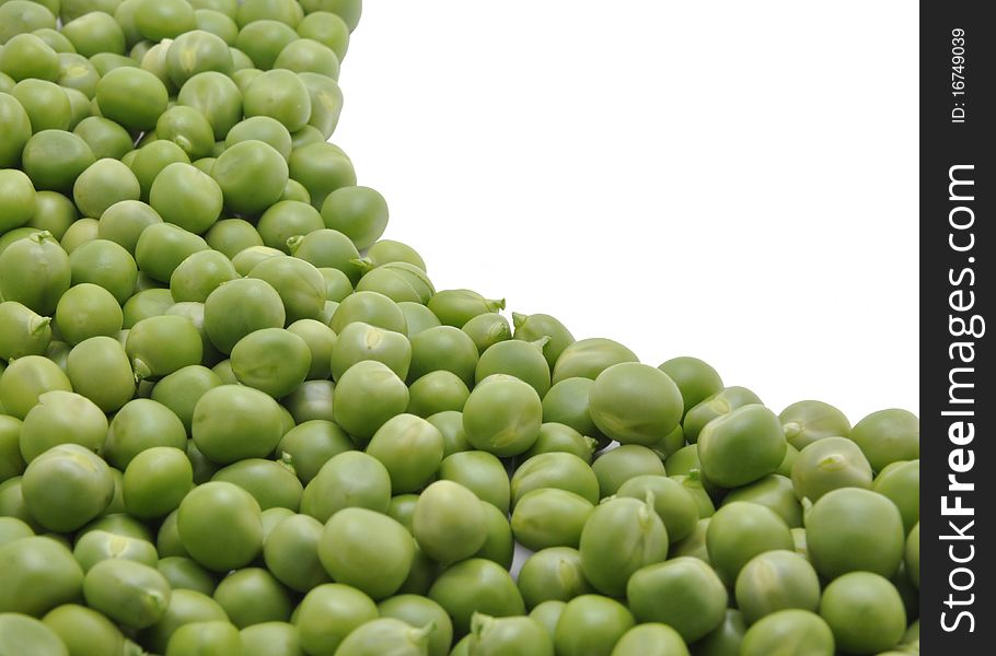 Picture of green pea on a white background