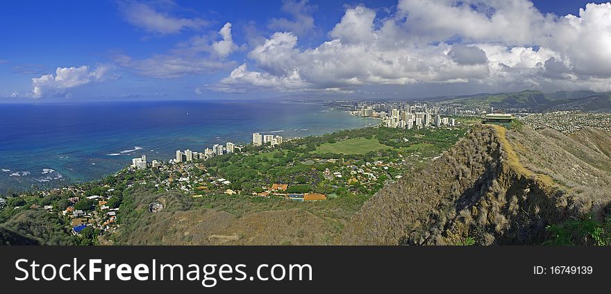 Top Of Diamond Head Hawaii Panoramic