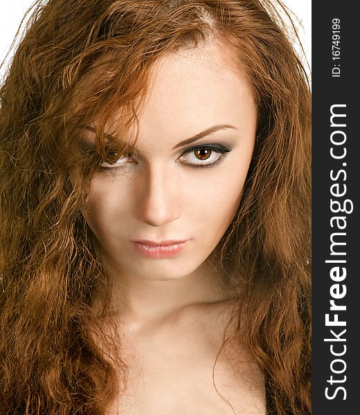 Face portrait of beauty red-haired girl. Face portrait of beauty red-haired girl
