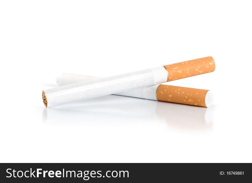 Two cigarettes Isolated on white background (Path). Two cigarettes Isolated on white background (Path)
