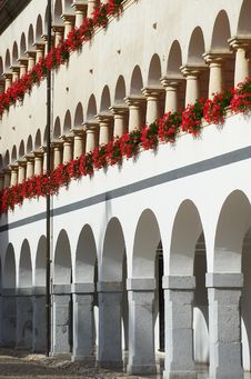Arcades Of Old Castle Stock Photo