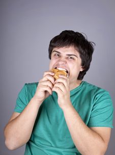 Cute Boy Eating Hamburger. Stock Images Cute Boy Eating Hamburger. Stock Images