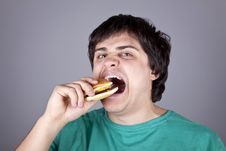 Cute Boy Eating Hamburger. Stock Image Cute Boy Eating Hamburger. Stock Image