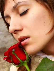 Red Rose And Girl Royalty Free Stock Images