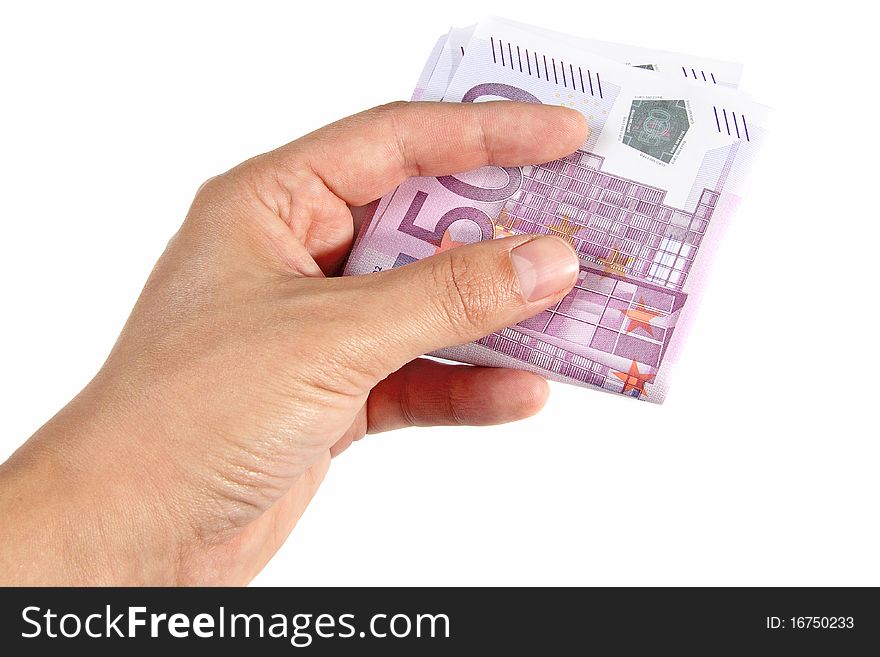 Hand Holding Euro Bills