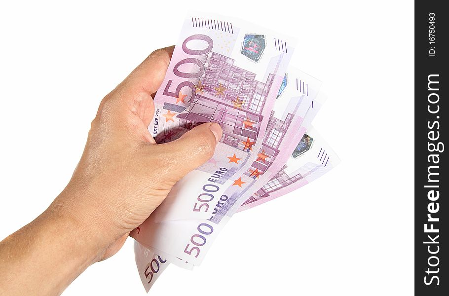 Hand holding euro bills