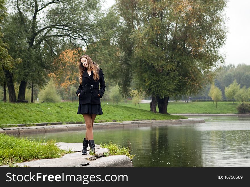 Golden Russian autumn with a beautiful  girl. Golden Russian autumn with a beautiful  girl