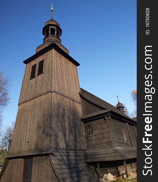 Old wooden Catholic church in Poland in Koszecin