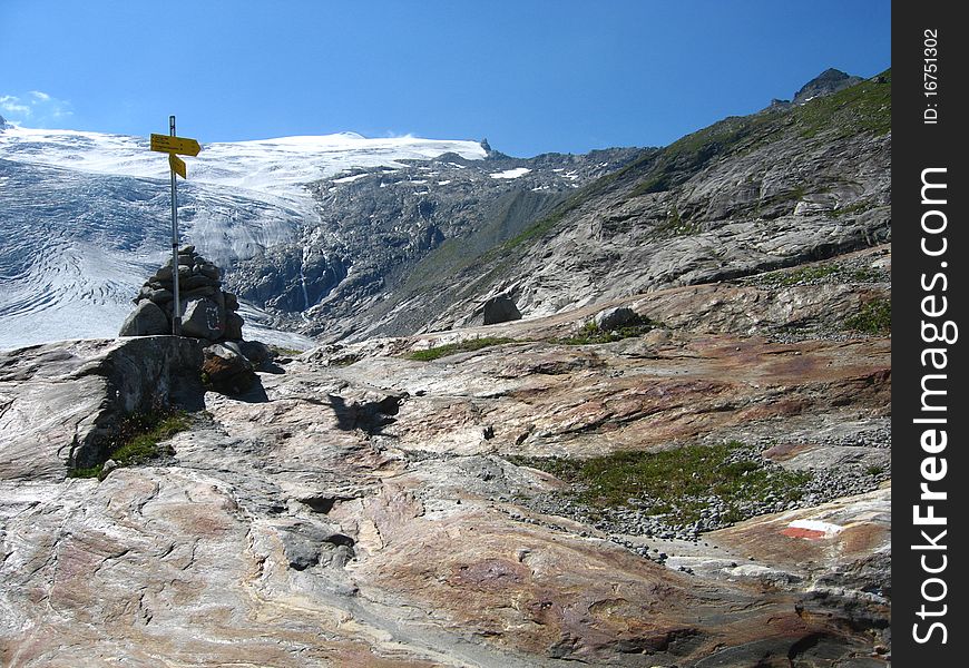 View to the glacier of grossvenediger in the austrian alps