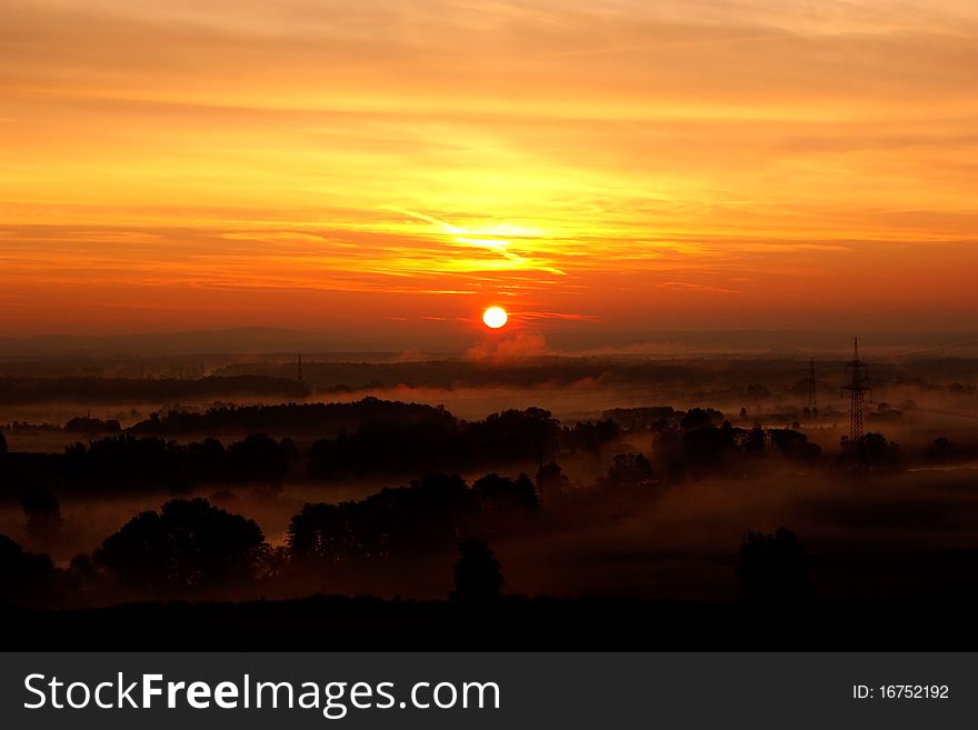 Sunrise near the river Naab