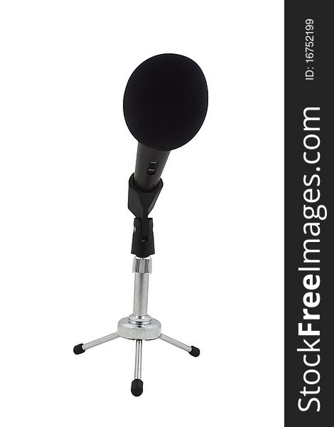 The image of microphone and under the white background