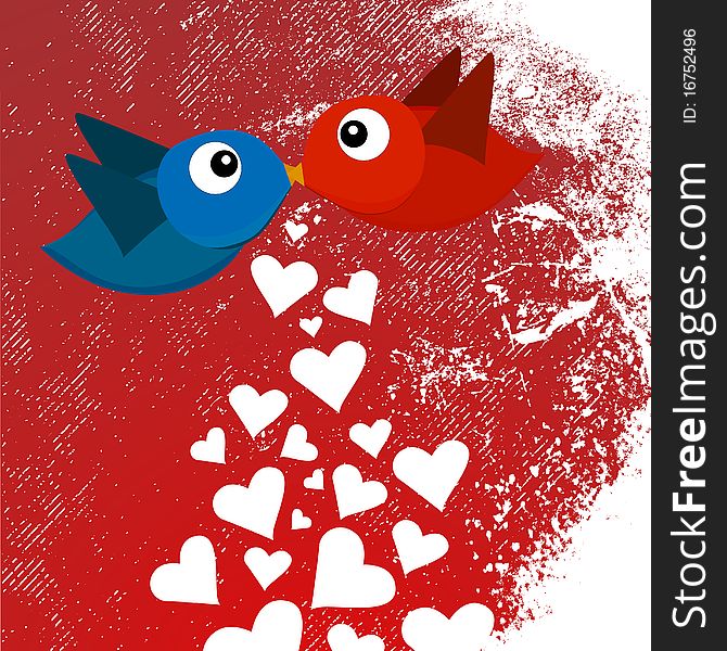 Love birds and grunge background vector