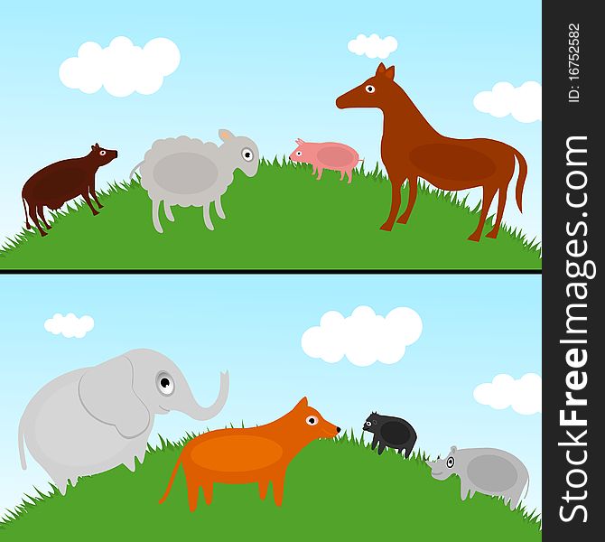 Animals in nature illustration vector