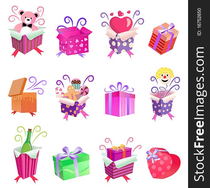 Set of gift box illustration vector