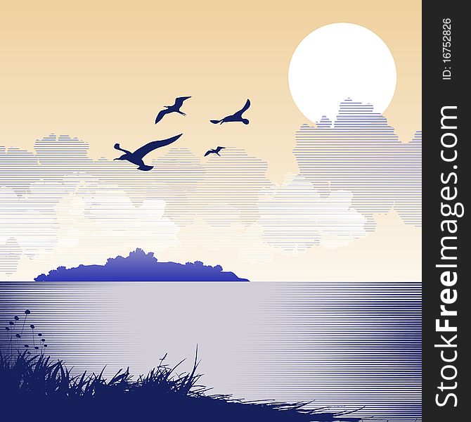 Nature with birds background vector. Nature with birds background vector