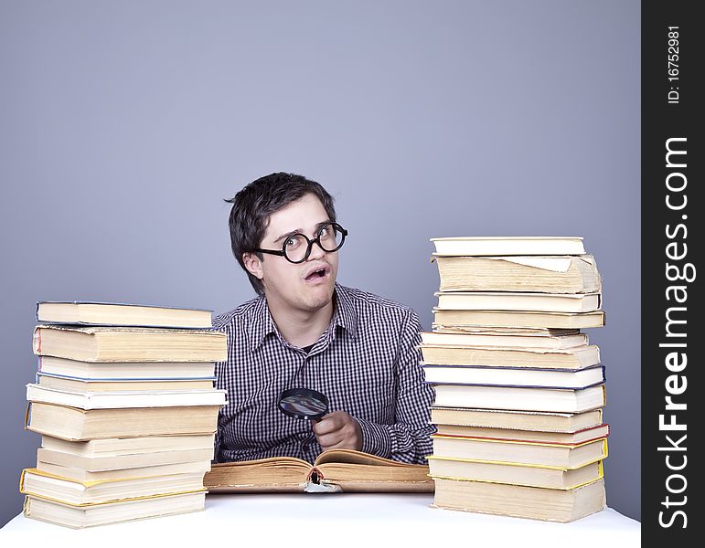 The young student with the books isolated.
