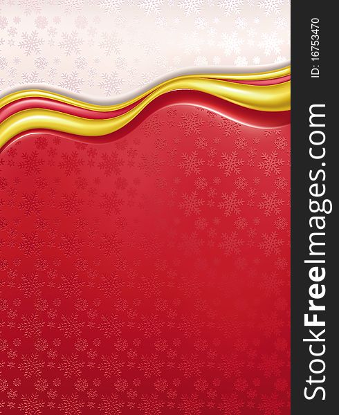 Abstract red background with snowflakes. Vector
