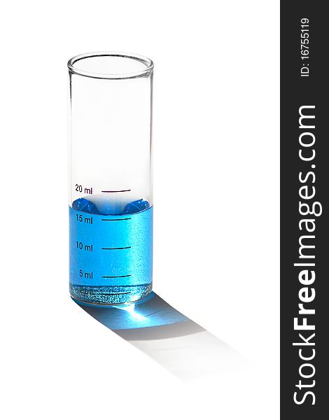 Glass Flask With Blue Liquid Isolated On White