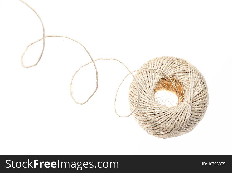 String of hemp isolated on white background