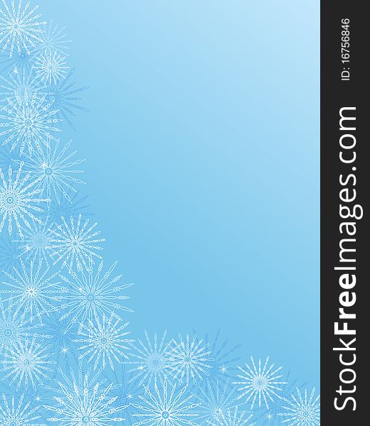 Blue Christmas background with snowflakes.