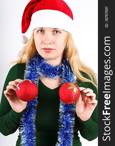 Santa Girl With Red Balls