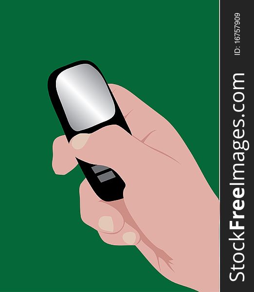 Human hand with mobile phone