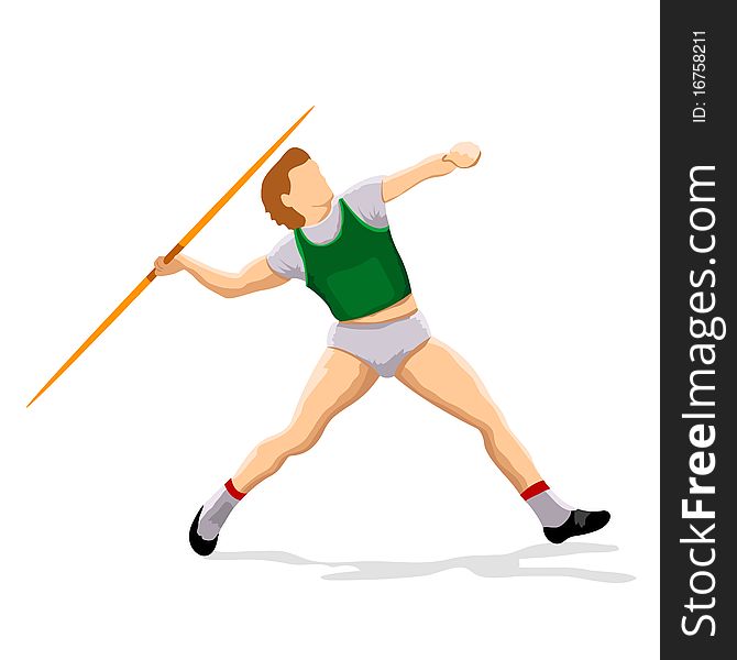 Illustration of javeline player throwing javeline