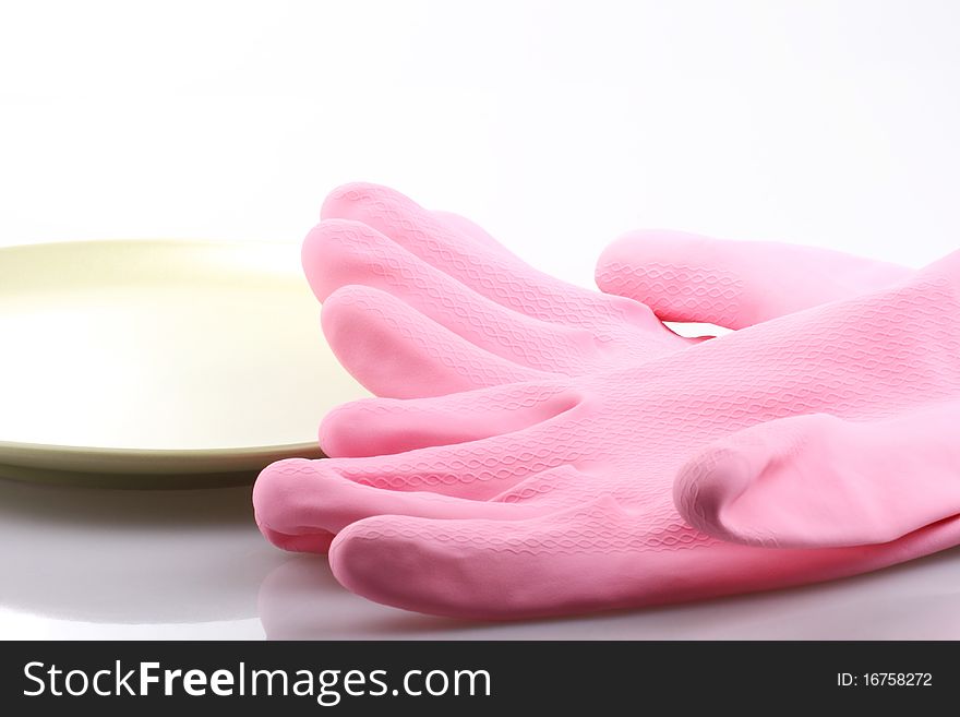 A pair of pink rubber cleaning