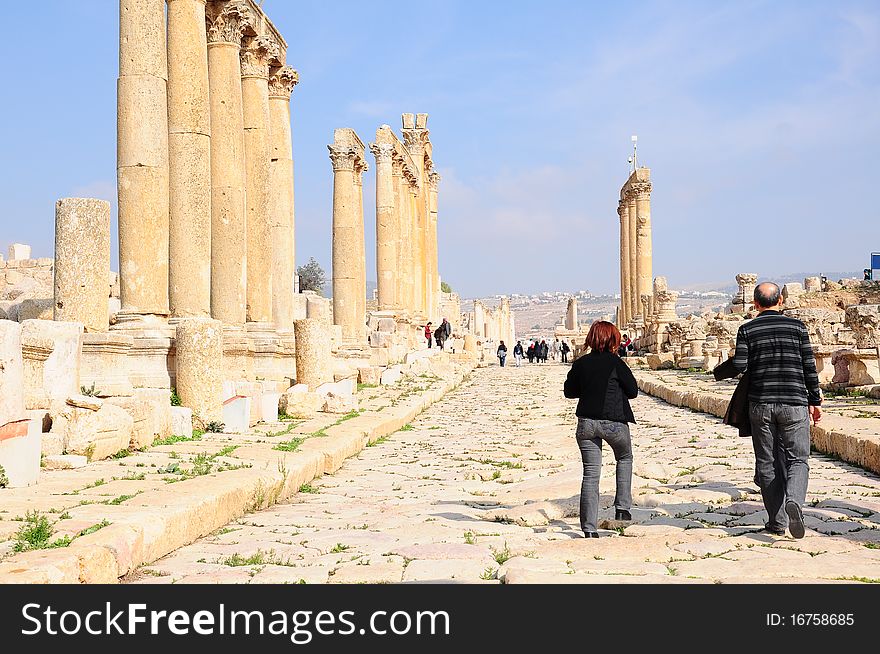 Tourists in an ancient city