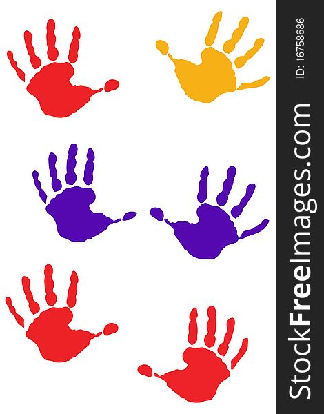 Childish palm prins, red, blue, yellow - vector. Childish palm prins, red, blue, yellow - vector