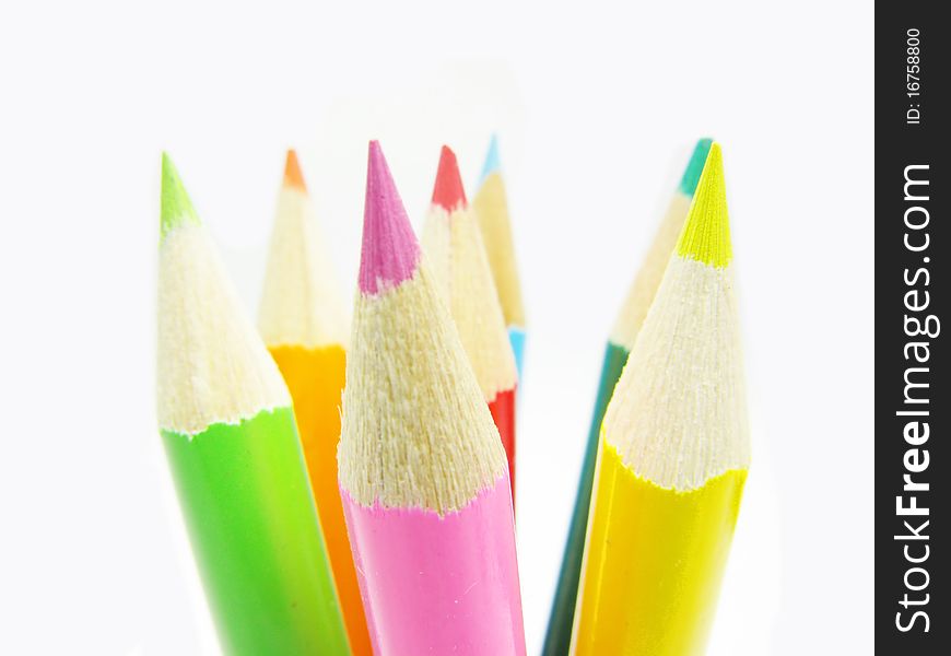 Set of colored pencils closeup