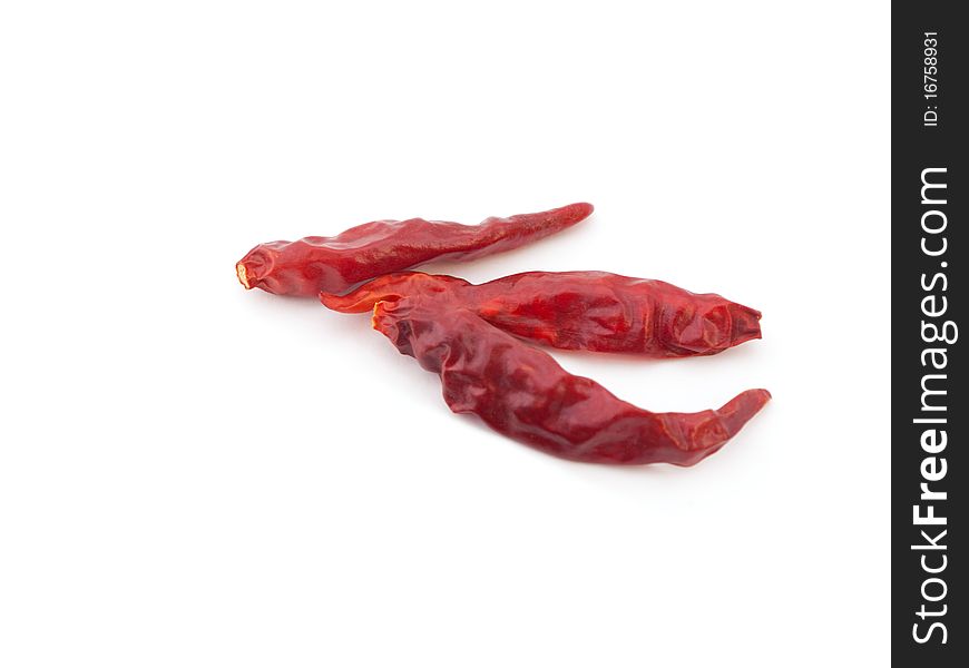 Red dry chili pepper isolated on white background