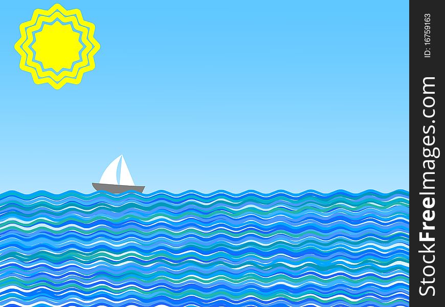 Vector illustration of a sail on a sunny day. Vector illustration of a sail on a sunny day