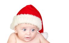 Free Beautiful Babe With Blue Eyes And Christmas Hat Royalty Free Stock Image - 16761076